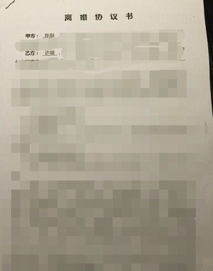 陈赫离婚协议