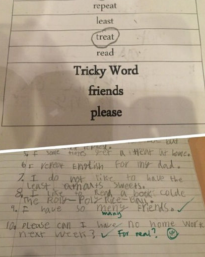 刘涛晒女儿家庭作业