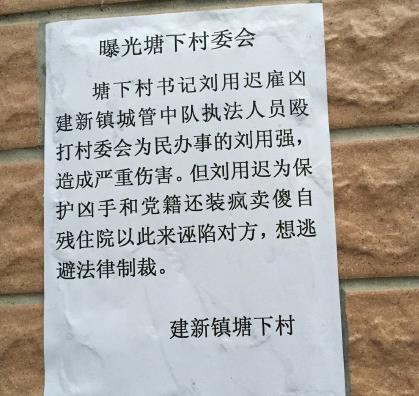 揭村支书雇城管殴打村干部 事后自残诬陷对方事件真相