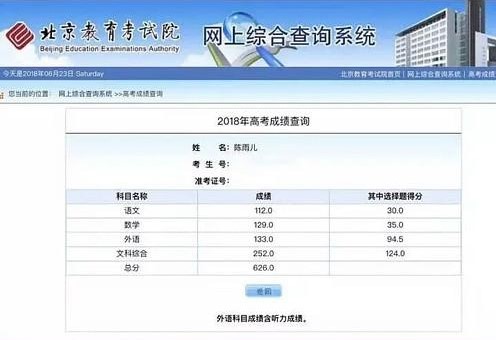 又是一个关晓彤？北电艺考626分